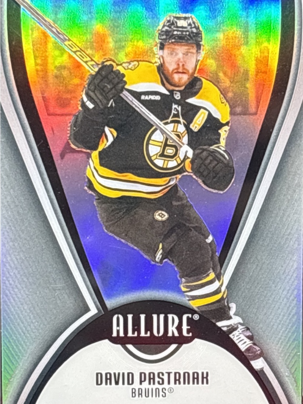 Allure David Pastrnak Hockey Card – Black Rainbow Prizm